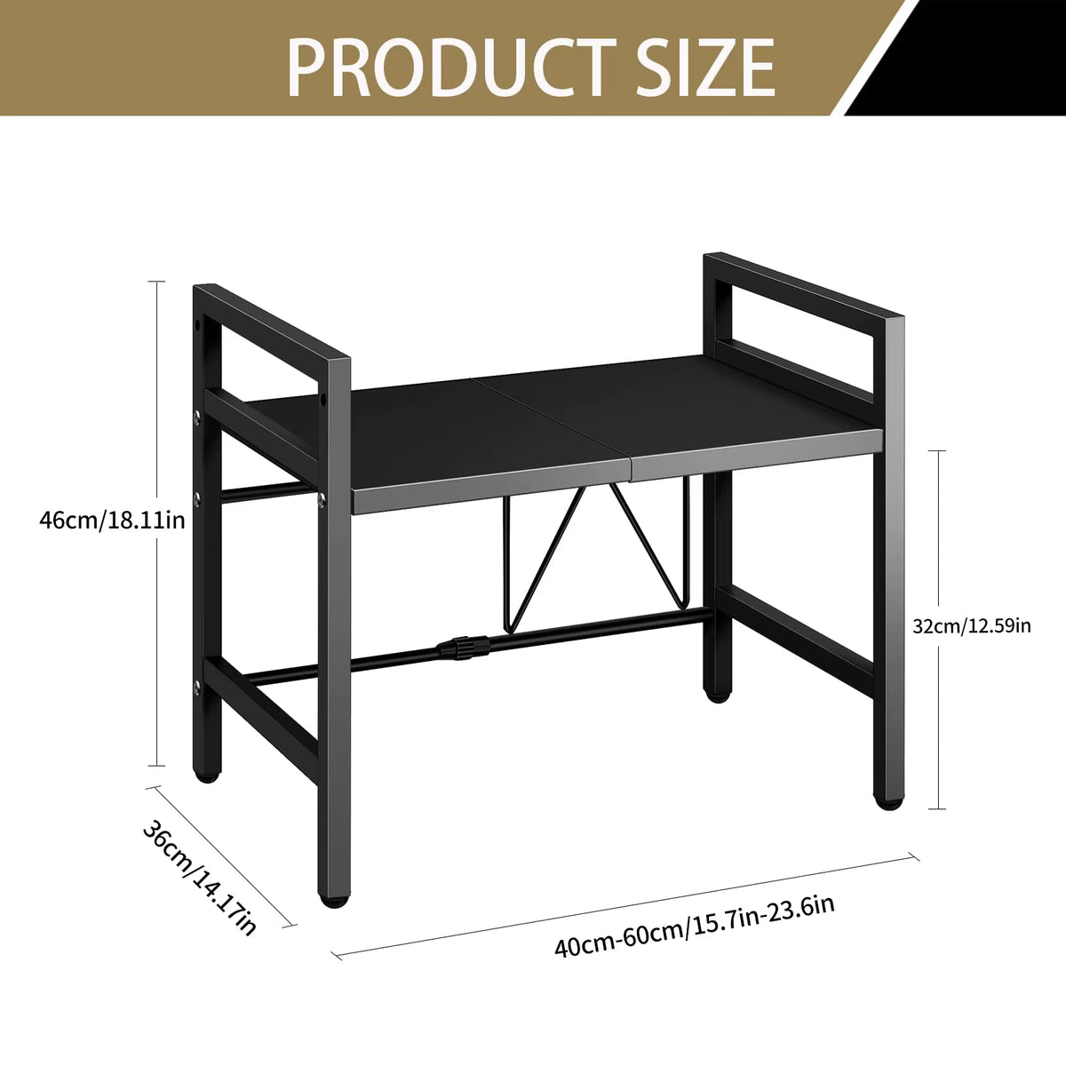 Kitchen Storage Rack Microwave Shelf Condiment Organizer Shelf Tableware Storage Expandable 42-64Cm Moisture and Rust