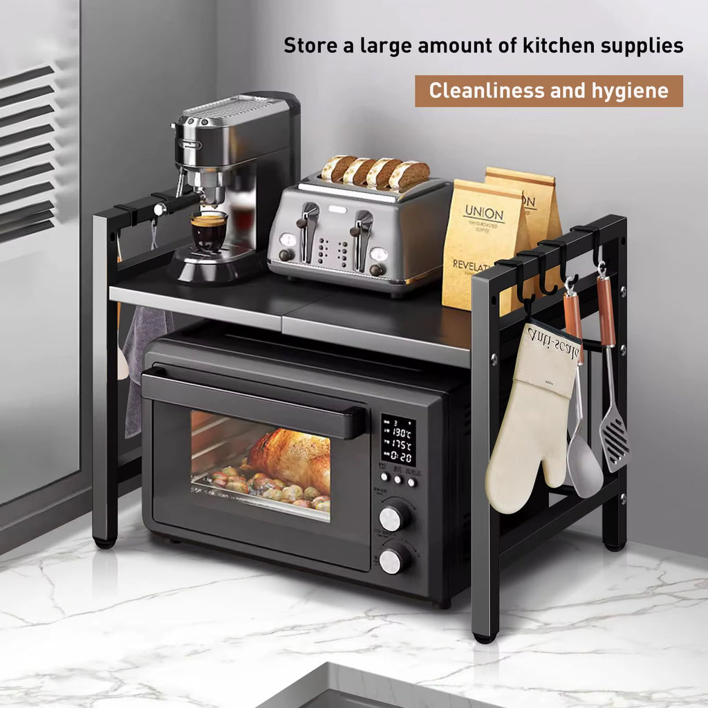Kitchen Storage Rack Microwave Shelf Condiment Organizer Shelf Tableware Storage Expandable 42-64Cm Moisture and Rust