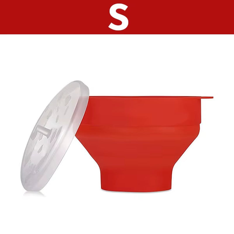 Silicone Microwave Popcorn Popper BPA Free Collapsible Popcorn Bowl Microwavable Pop Corn Maker with Lid Dishwasher Safe