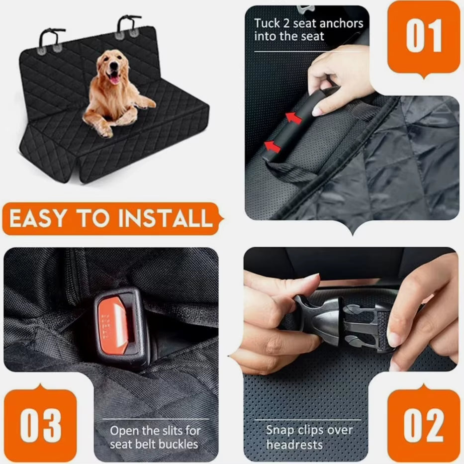 Dog Seat Cover Hammock for Back Seat Durable Waterproof Car Truck Suv Seatbelt