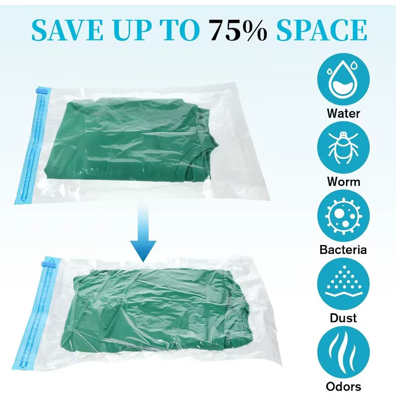 4 PCS Roll up Compression Bags, 19 X 14" Vacuum Travel Bag, Roll-Up Space Saver Bags for Travel, Vacuum Seal Storage Bag for Packing Clothing Suitcases Luggage Home Organizers, No Pump Needed