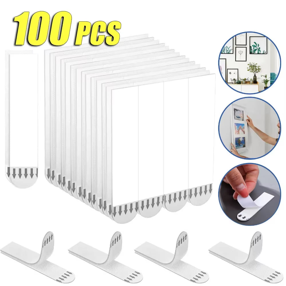 Punch-Free Frame Tape Strips Assorted Mounting Self Adhesive Picture Frame Fixed Poster Wall Hook Decorate Fixing Wall Hanger