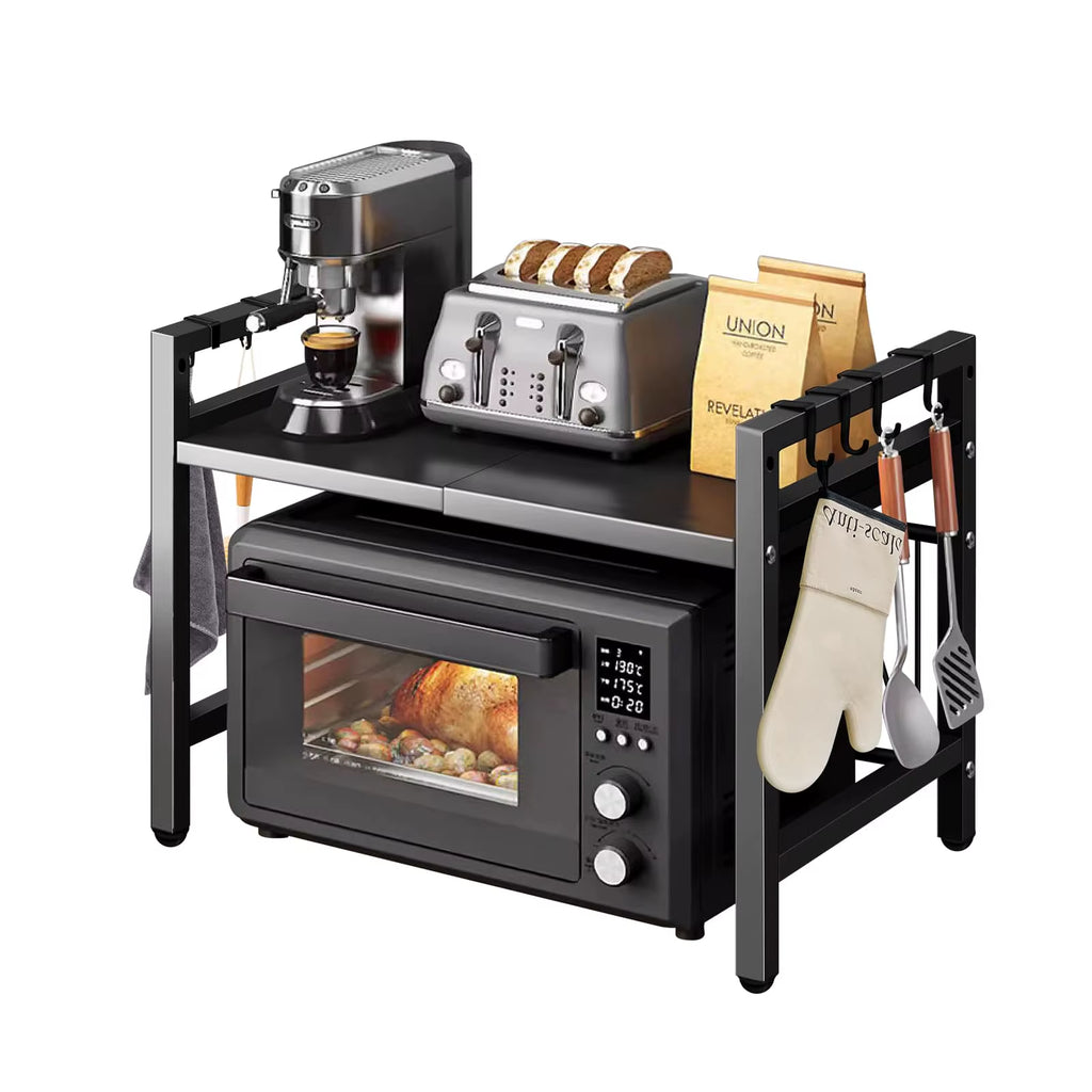 Kitchen Storage Rack Microwave Shelf Condiment Organizer Shelf Tableware Storage Expandable 42-64Cm Moisture and Rust