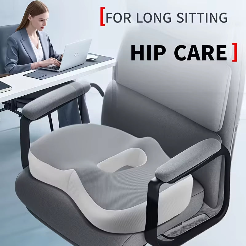 1Pc Ergonomic Memory Foam Coccyx Cushion - Office Chair Support, Washable, Wheelchair and Car Seat Comfort Contour Design | Soft
