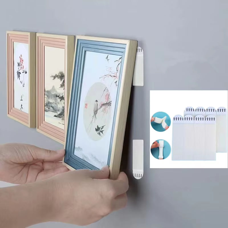 Punch-Free Frame Tape Strips Assorted Mounting Self Adhesive Picture Frame Fixed Poster Wall Hook Decorate Fixing Wall Hanger